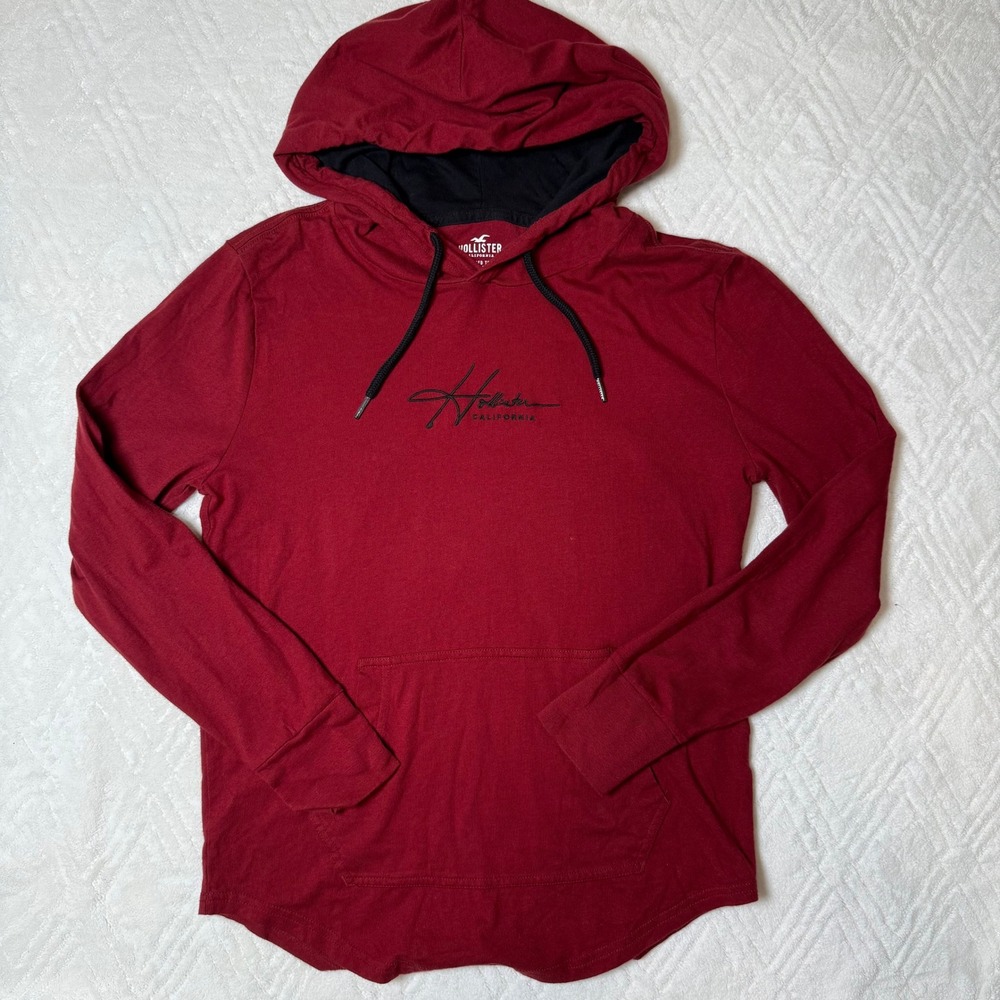 Y2K Surf Hollister California Hooded Tee XXS Red Long Sleeve Logo Shirt